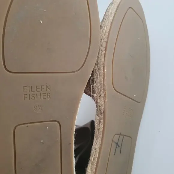 Eileen Fisher Coy Leather Closed-Toe Espadrille Flat in Beige Pewter, Size 9.5 - Picture 10 of 12